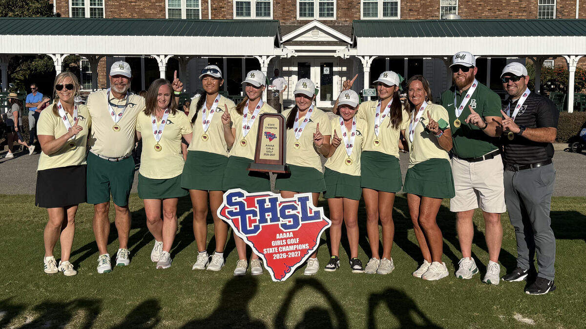 River Bluff wins the SC High School League Class 5A girls golf championship on Oct. 27, 2026. River Bluff wins the SC High School League Class 5A girls golf championship on Oct. 27, 2026.
